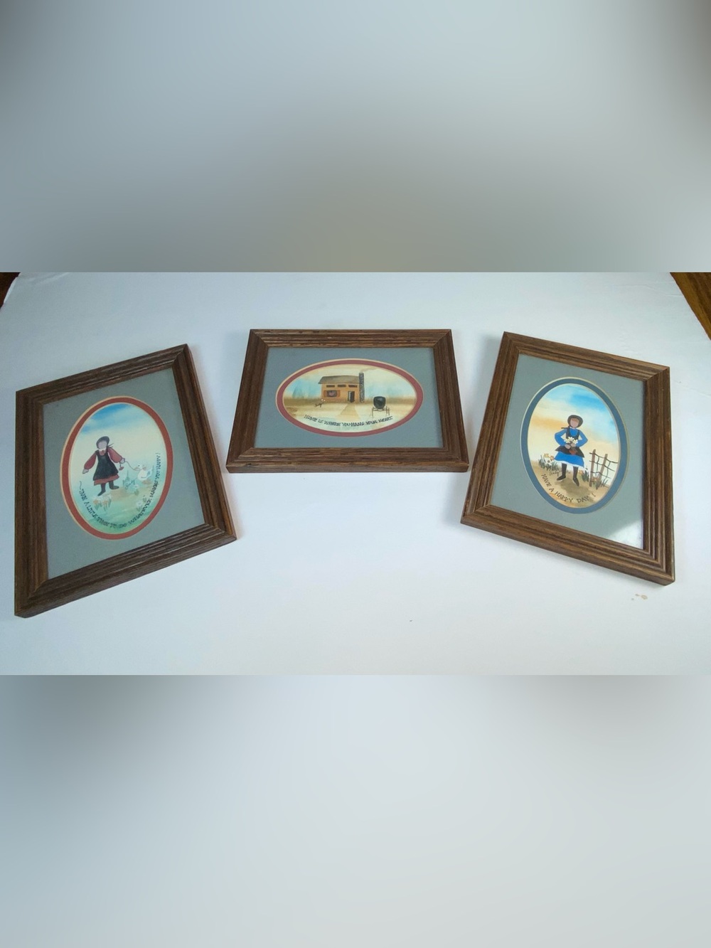 3 Sandy Lord Amish Watercolor Signed Framed Pictures 6”x8”